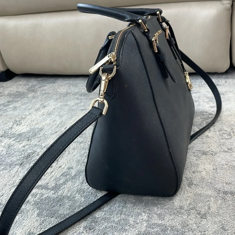 MICHAEL Michael Kors Ciara Saffiano Leather 2 Way Shoulder Bag Purse Black